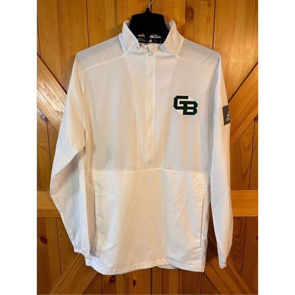 Adidas Men's Stadium 1/4 Zip Long Sleeve Pullover Size Small White Green Bay Pac - Picture 1 of 12